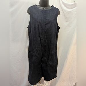Boden Denim Sleeveless Dark Blue Dress With Pockets